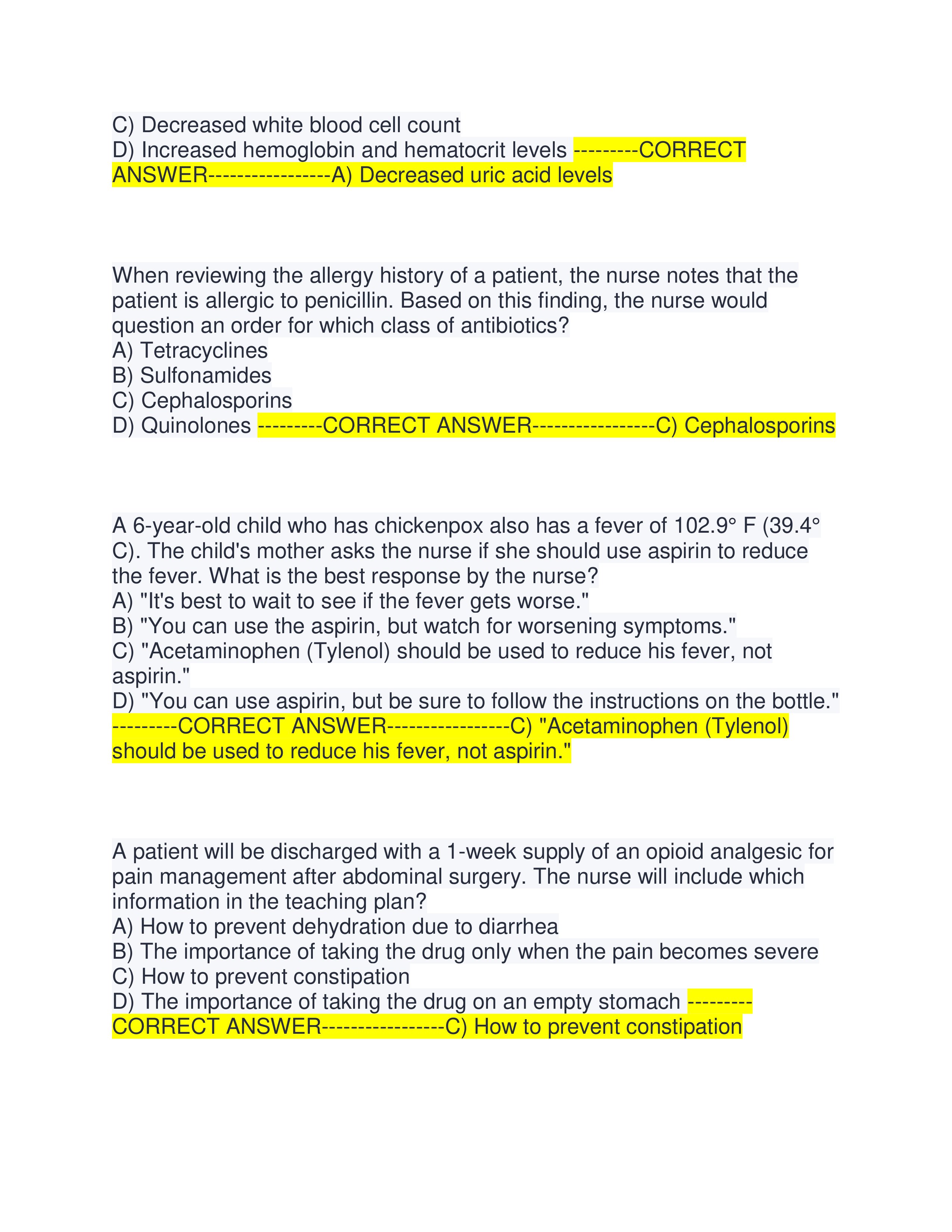 Preview page 2 of ATI RN PHARMACOLOGY FINAL EXAM ACTUAL EXAM | ALL QUESTIONS AND CORRECT ANSWERS | ALREADY GRADED A+ | VERIFIED ANSWERS | 