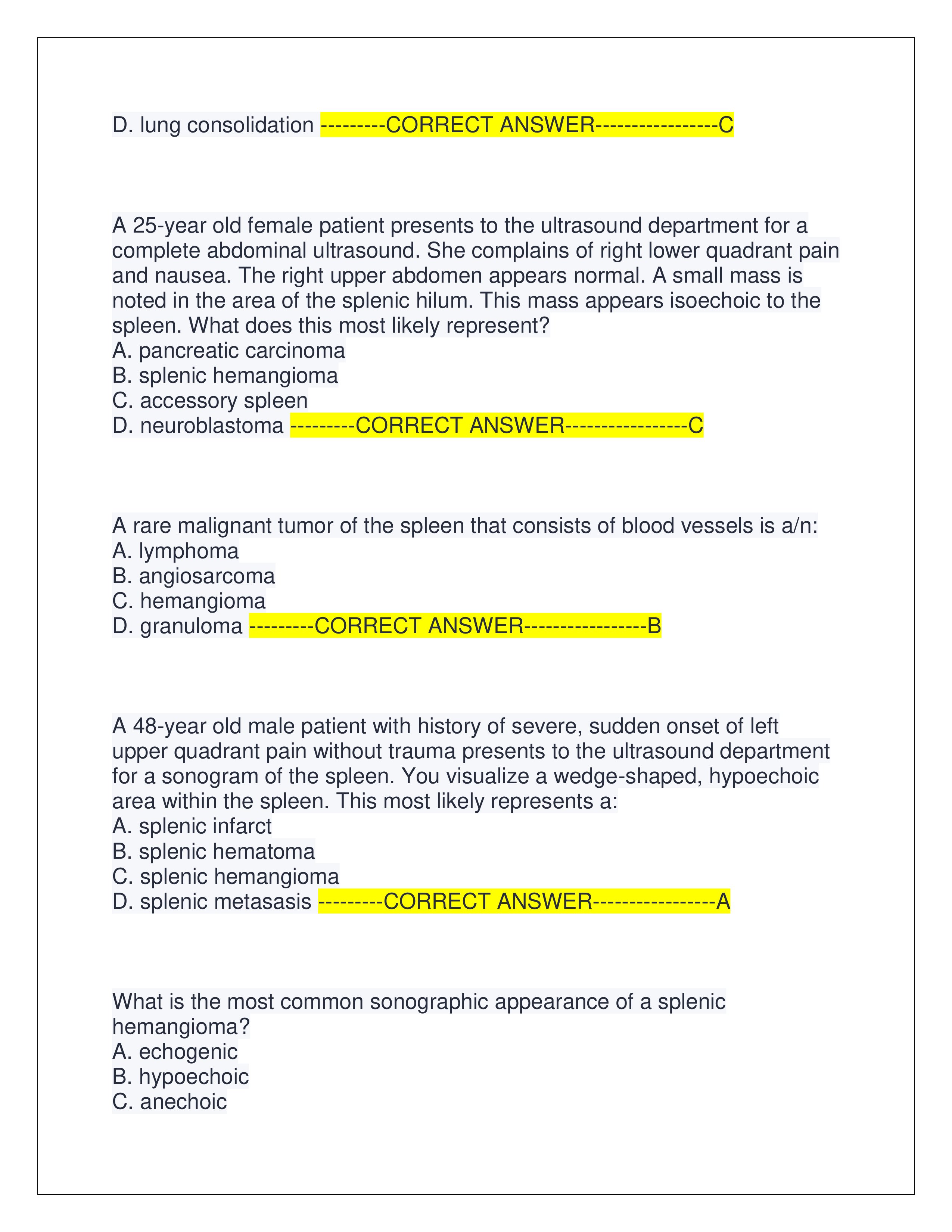 Preview page 5 of ARDMS ABDOMEN BOARD REVIEW EXAM | QUESTIONS AND CORRECT ANSWERS | LATEST EXAM | GRADED A+ | VERIFIED ANSWERS