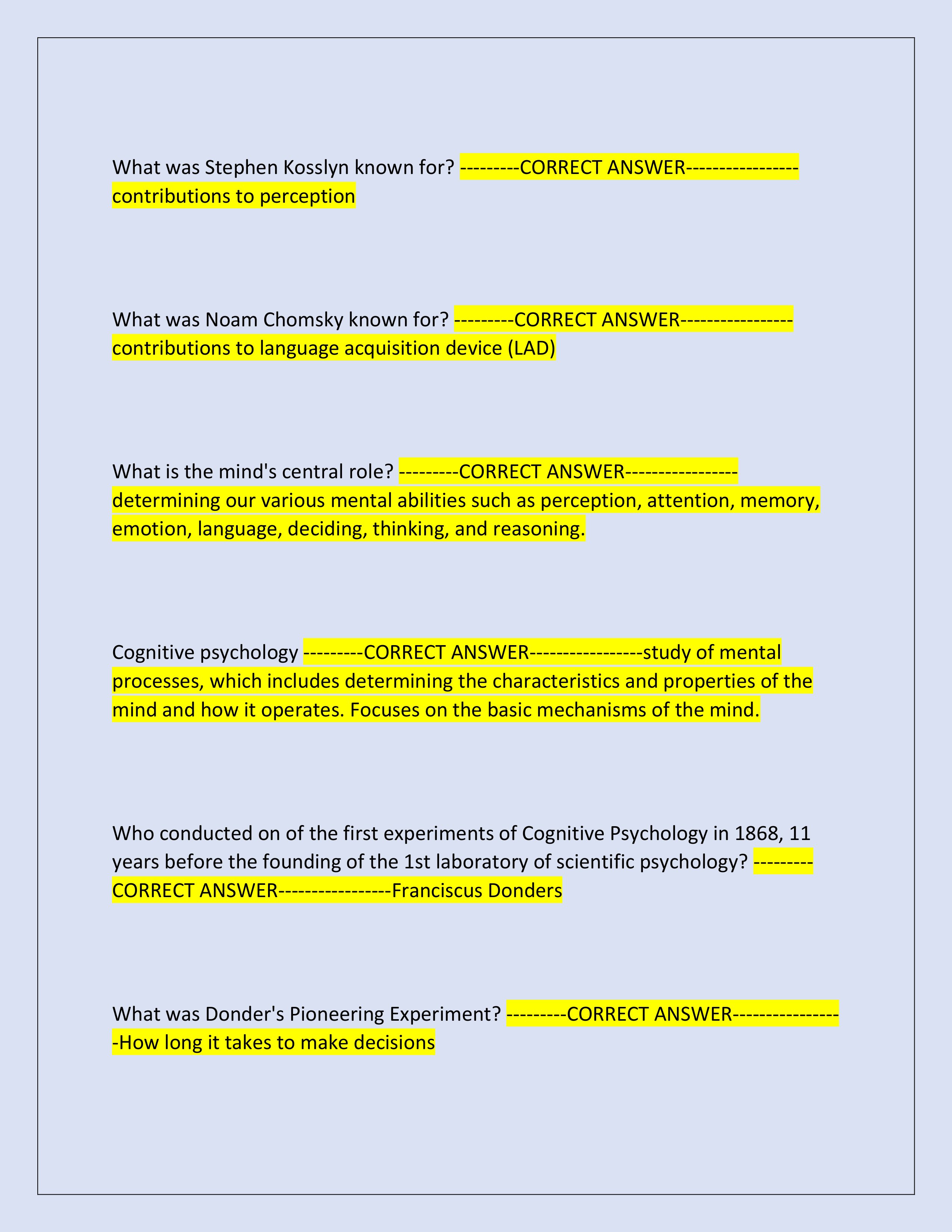 Preview page 3 of W.G.U D570 Actual Exam | Cognitive Psychology Exam 2025 | Complete Questions and Correct Answers | Graded A+ | Verified 