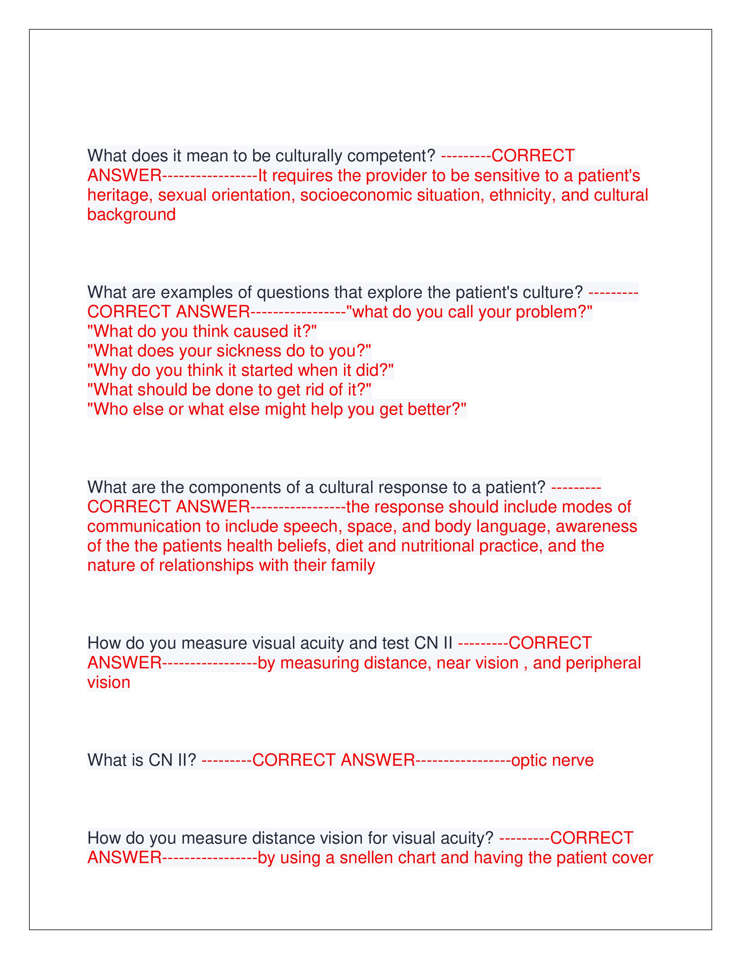 Preview page 2 of 2025 ADVANCED HEALTH ASSESSMENT EXAM 1 | QUESTIONS AND CORRECT ANSWERS | GRADED A+ | VERIFIED ANSWERS | LATEST VERSION (