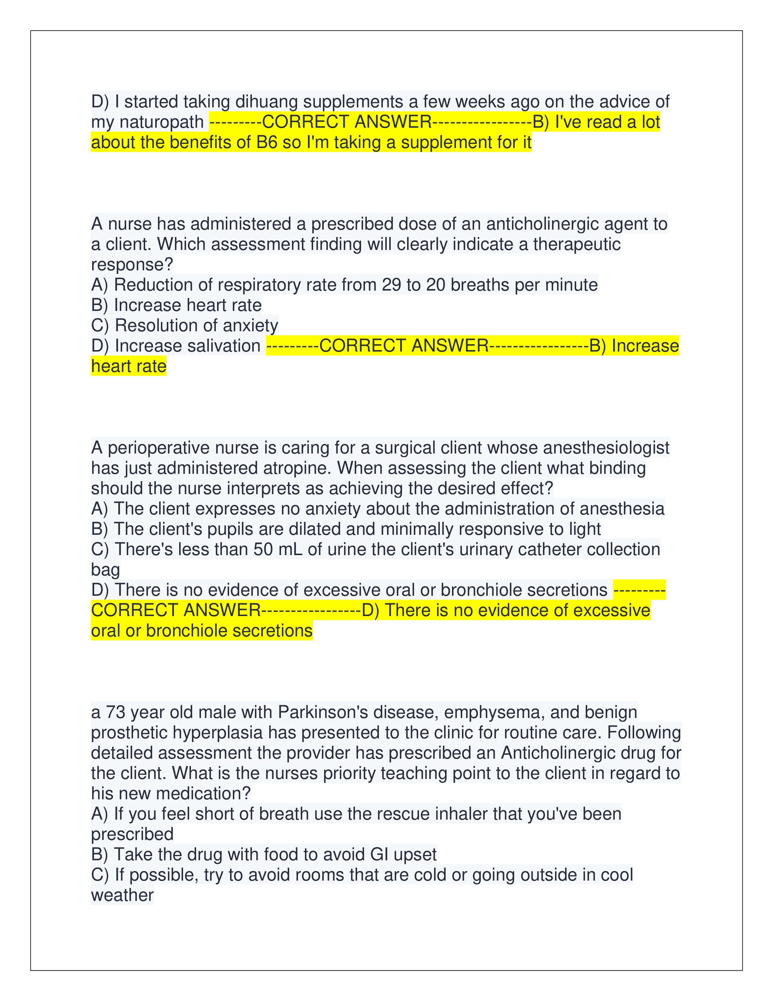Preview page 5 of RN ATI PHARMACOLOGY FINAL EXAM (LATEST EXAM 2025) | ALL QUESTIONS AND CORRECT ANSWERS | GRADED A+ | VERIFIED ANSWERS