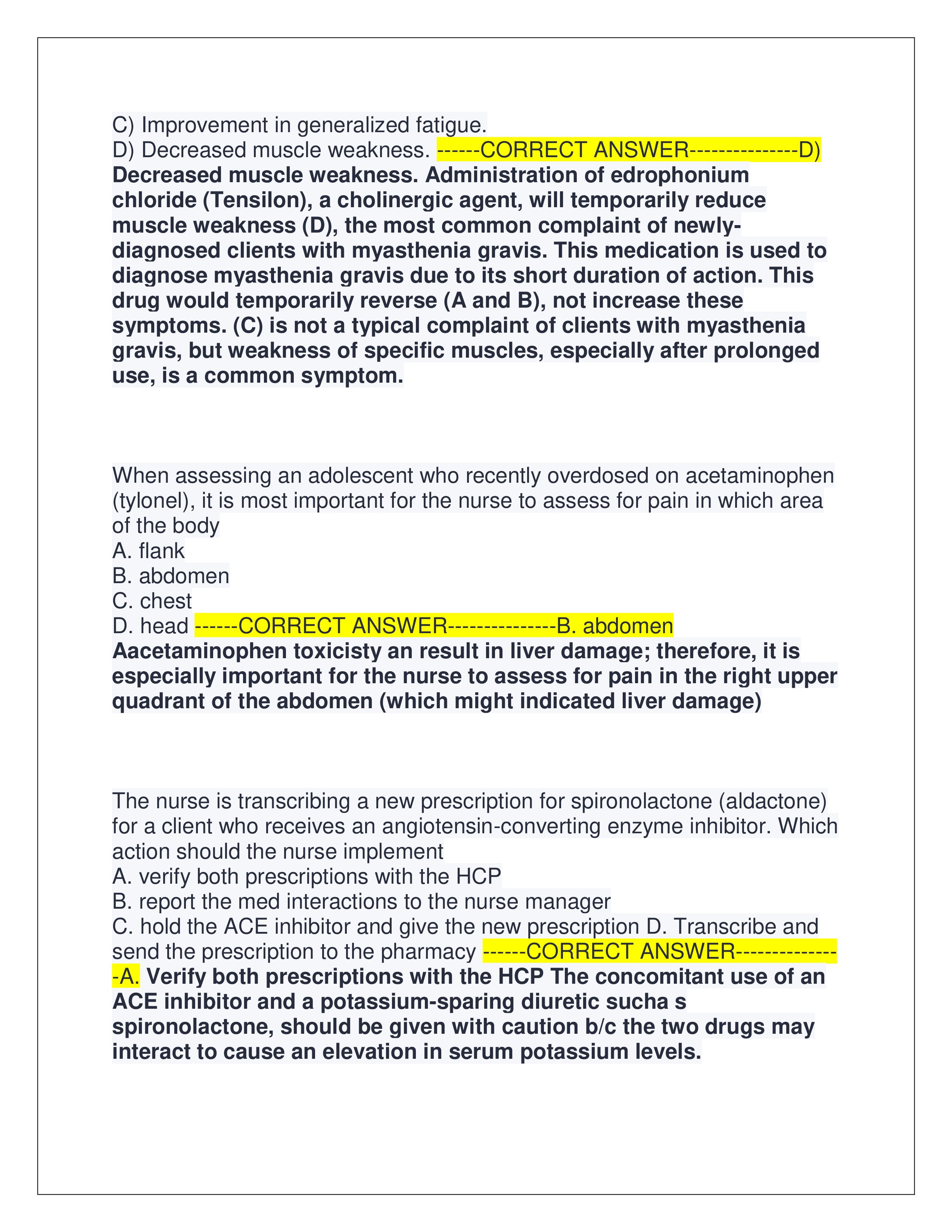 Preview page 2 of HESI PHARMACOLOGY PRACTICE EXAM 2025 | ALL QUESTIONS AND CORRECT ANSWERS WITH EXPLANATIONS | GRADED A+ | VERIFIED ANSWER