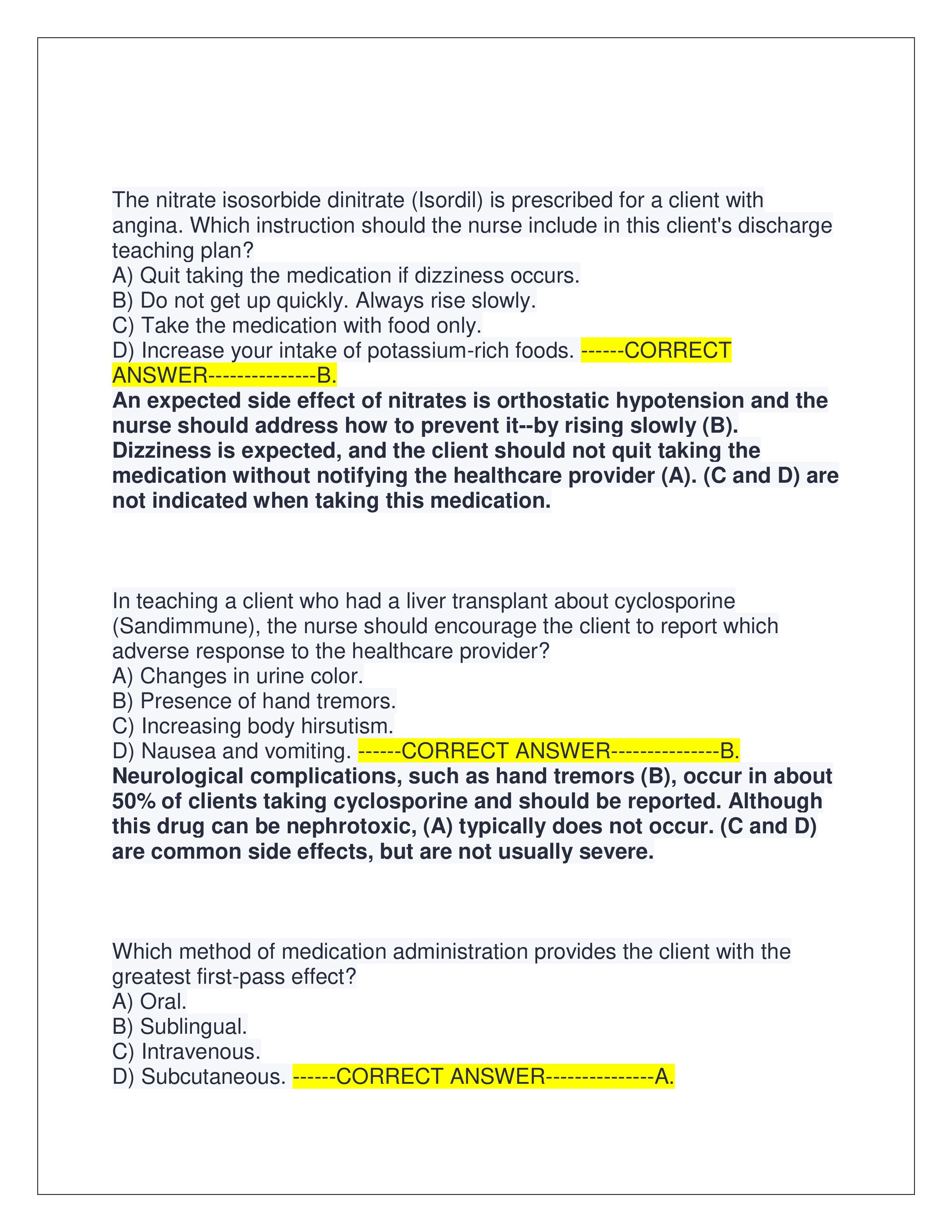 Preview page 6 of HESI PHARMACOLOGY PRACTICE EXAM 2025 | ALL QUESTIONS AND CORRECT ANSWERS WITH EXPLANATIONS | GRADED A+ | VERIFIED ANSWER