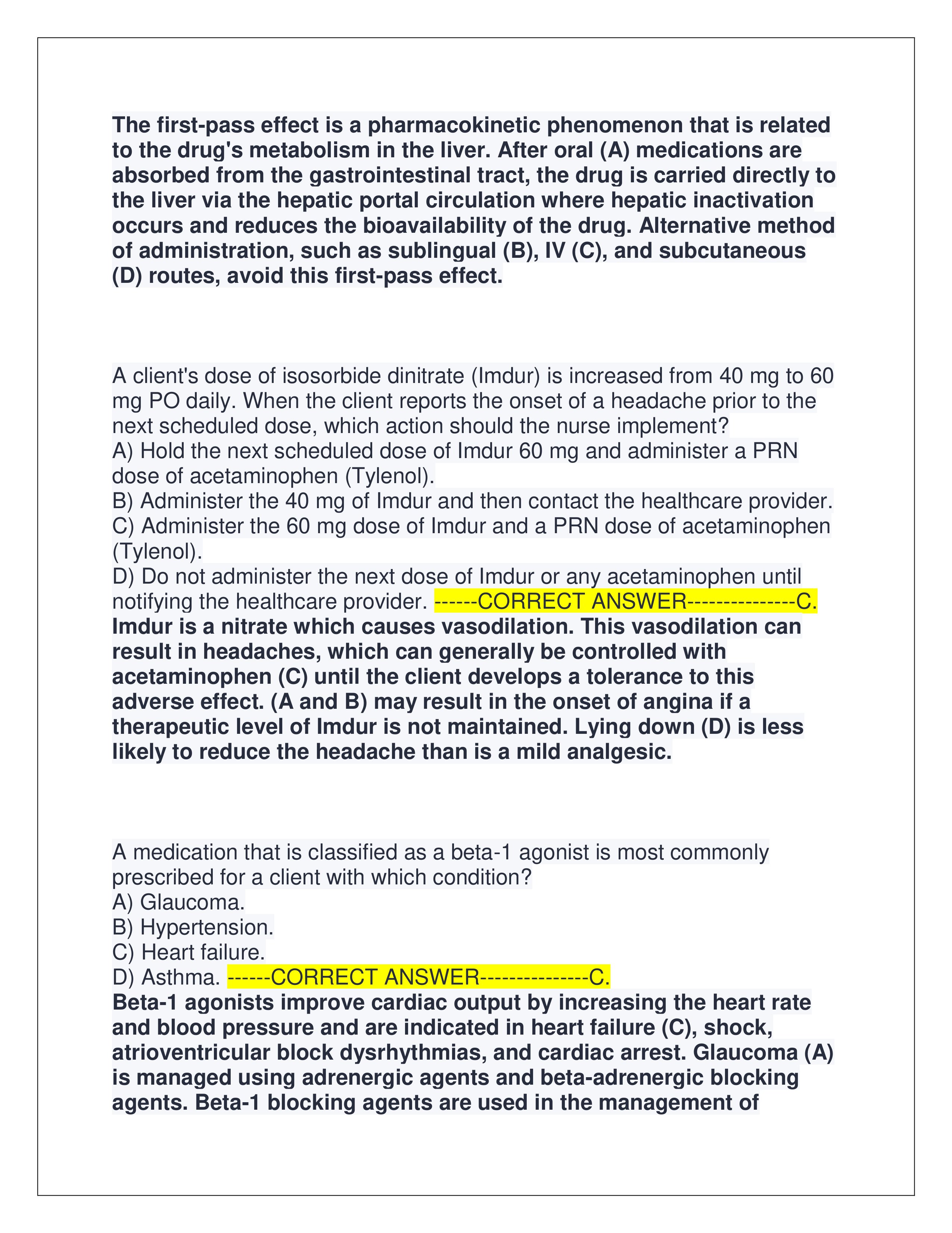 Preview page 7 of HESI PHARMACOLOGY PRACTICE EXAM 2025 | ALL QUESTIONS AND CORRECT ANSWERS WITH EXPLANATIONS | GRADED A+ | VERIFIED ANSWER
