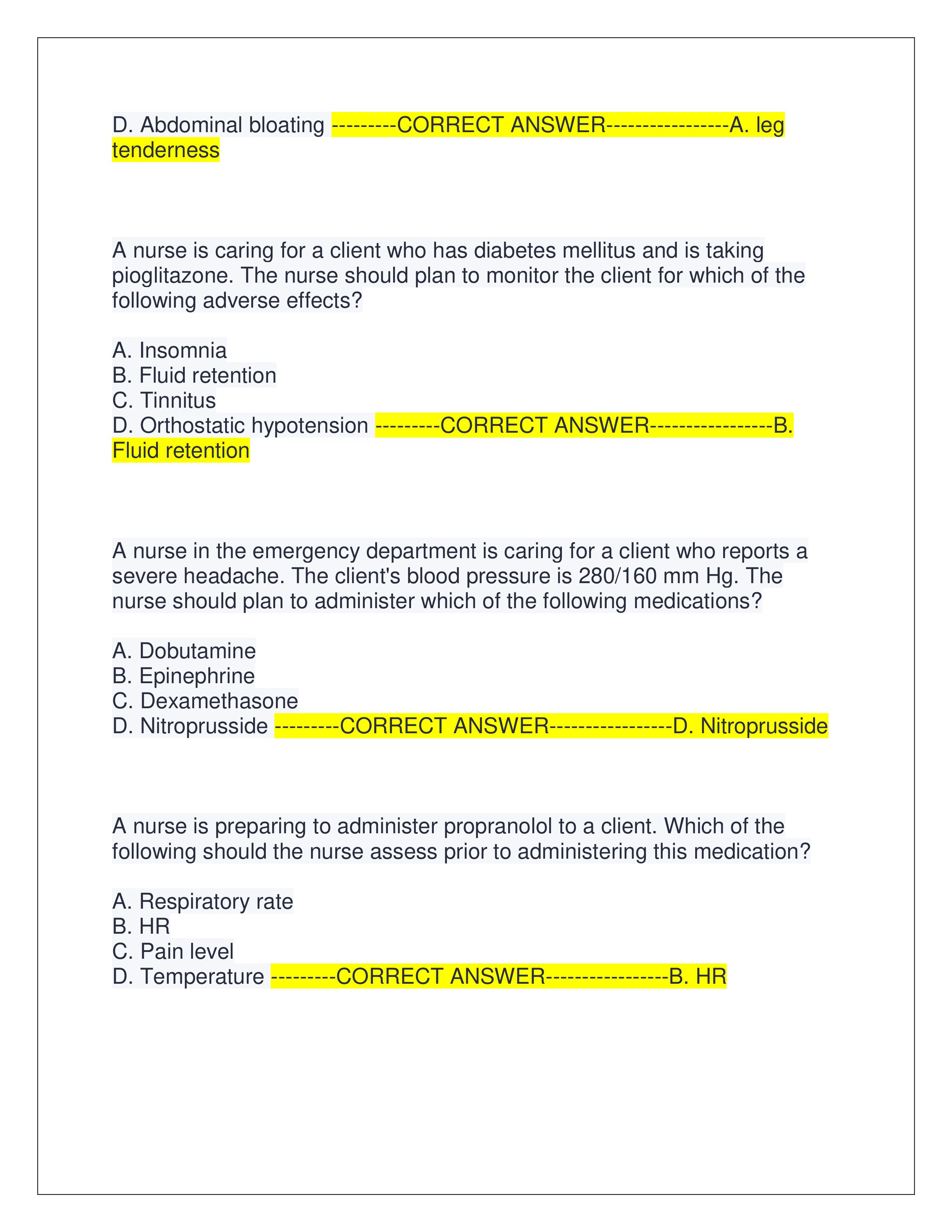 Preview page 2 of PHARMACOLOGY ATI EXAM ACTUAL EXAM | QUESTIONS AND CORRECT ANSWERS | ALREADY GRADED A+ | VERIFIED ANSWERS | LATEST VERSIO