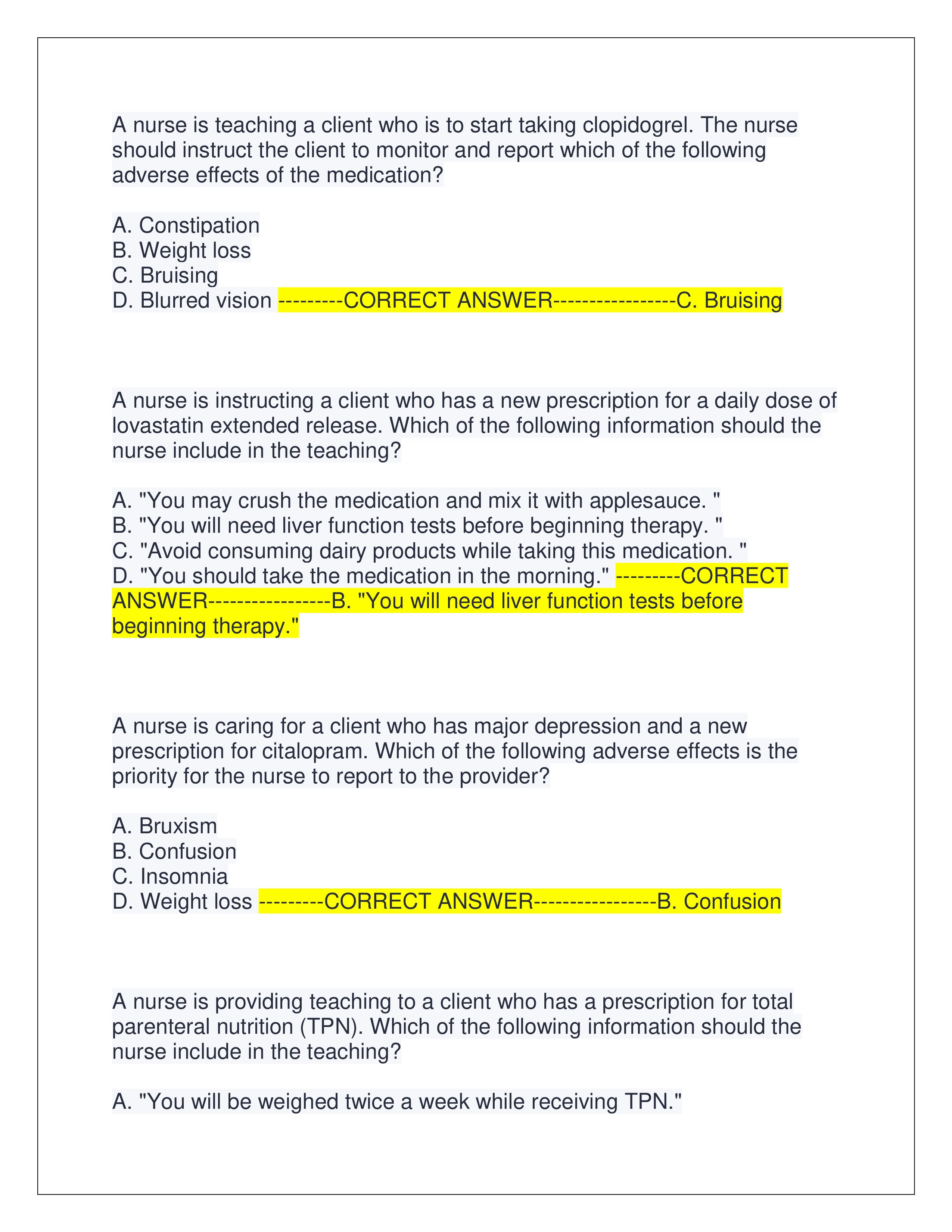 Preview page 3 of PHARMACOLOGY ATI EXAM ACTUAL EXAM | QUESTIONS AND CORRECT ANSWERS | ALREADY GRADED A+ | VERIFIED ANSWERS | LATEST VERSIO