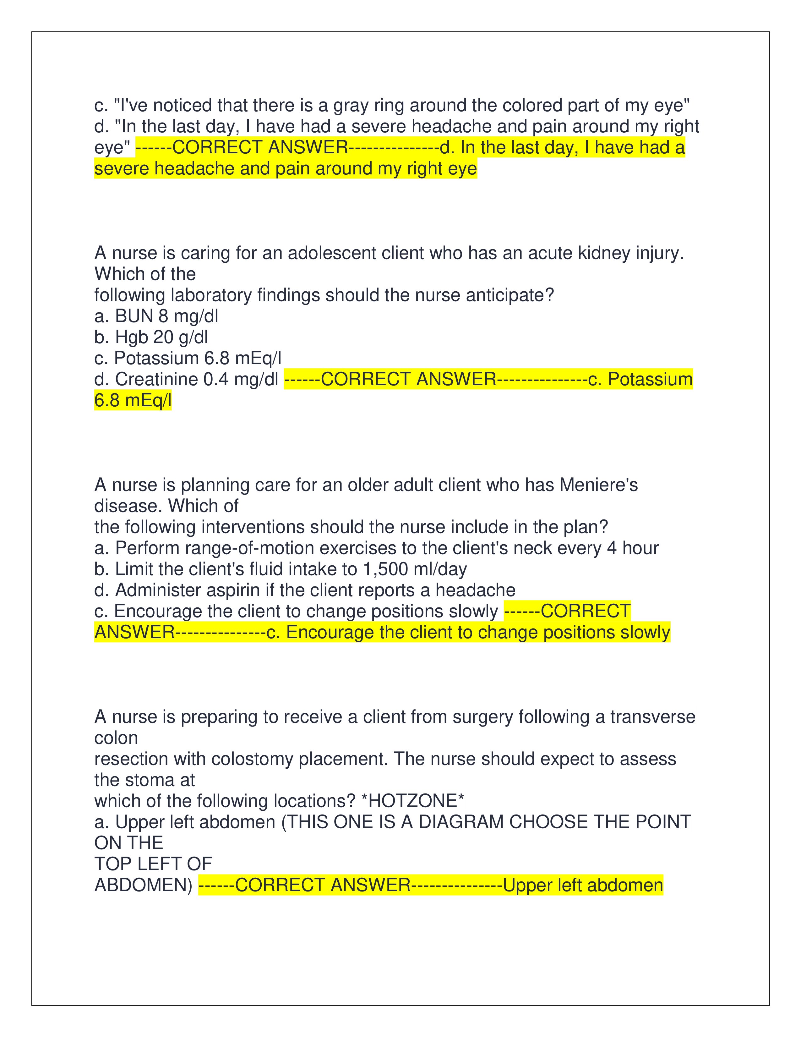 Preview page 5 of ATI MEDSURG PROCTORED EXAM (ACTUAL EXAM 2025) | QUESTIONS AND CORRECT ANSWERS (VERIFIED ANSWERS) | GRADED A+