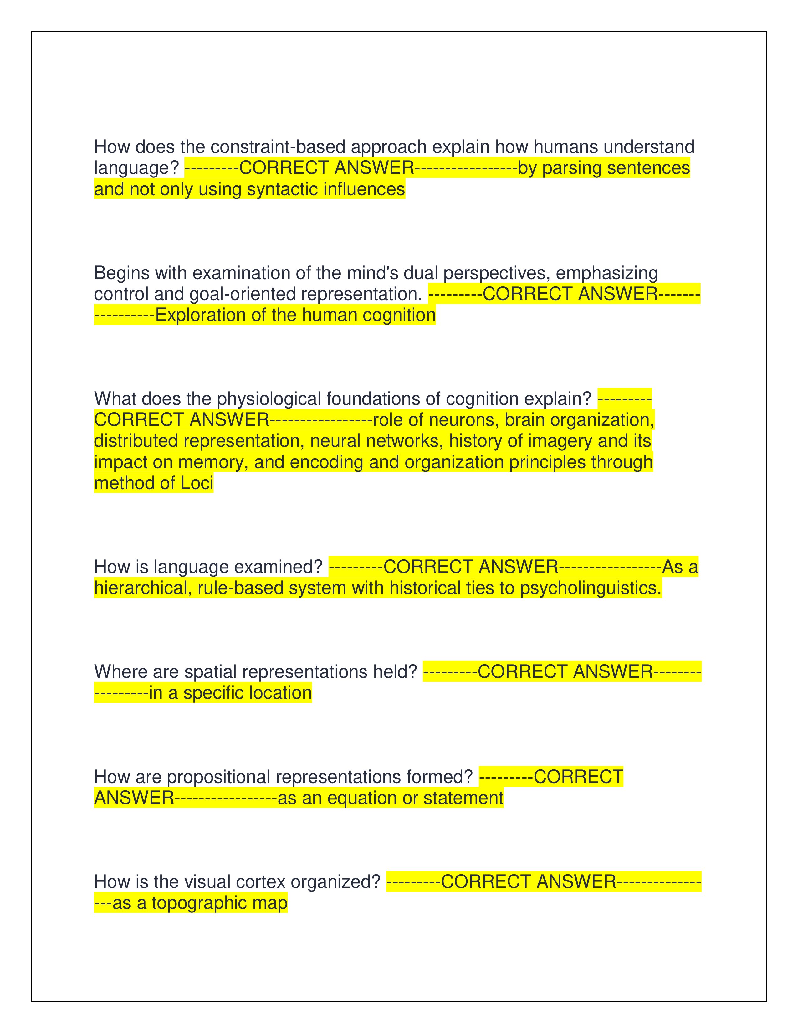 Preview page 2 of WGU D570 EXAM 2025 | COGNITIVE PSYCHOLOGY EXAM | QUESTIONS AND CORRECT ANSWERS | GRADED A+ | LATEST VERSION | VERIFIED A