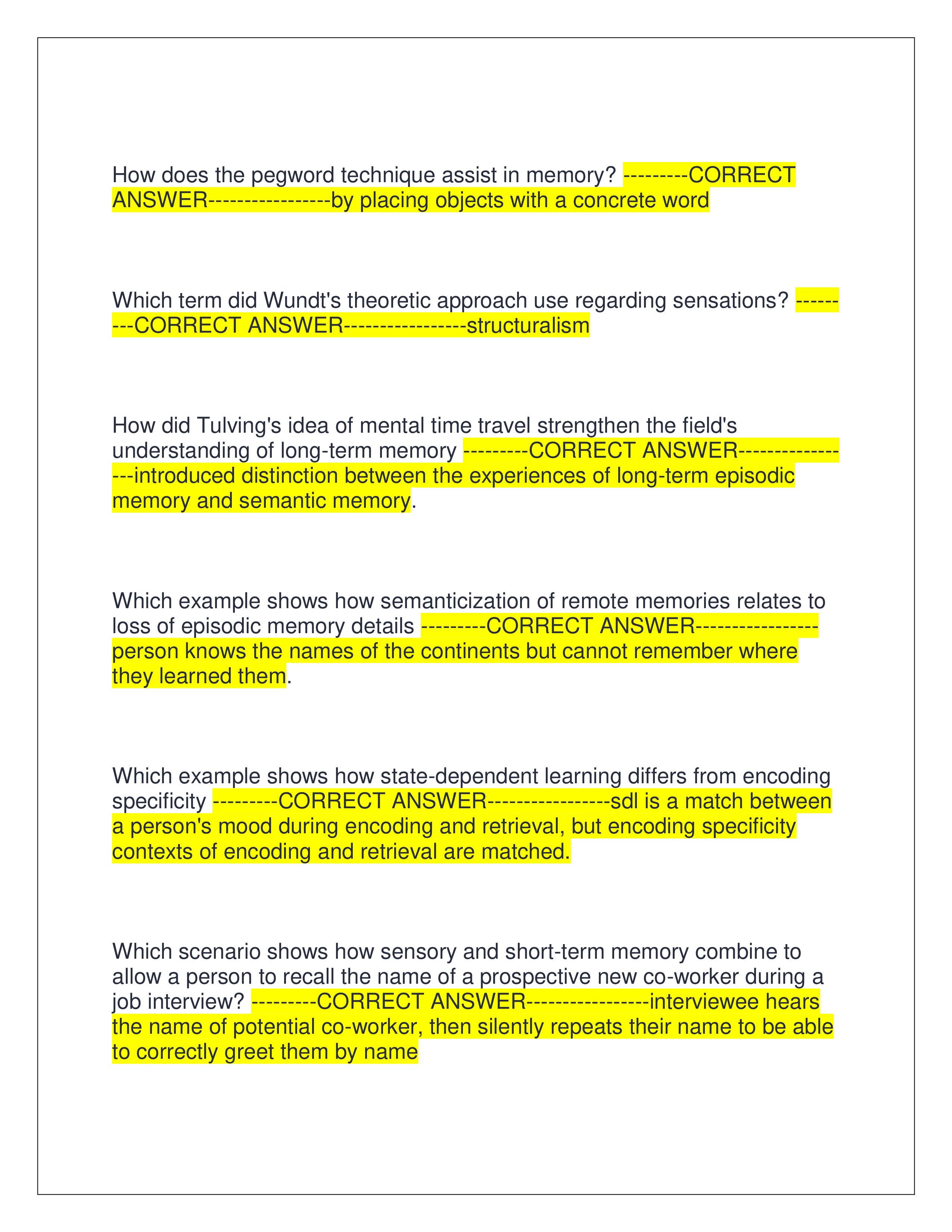 Preview page 3 of WGU D570 EXAM 2025 | COGNITIVE PSYCHOLOGY EXAM | QUESTIONS AND CORRECT ANSWERS | GRADED A+ | LATEST VERSION | VERIFIED A