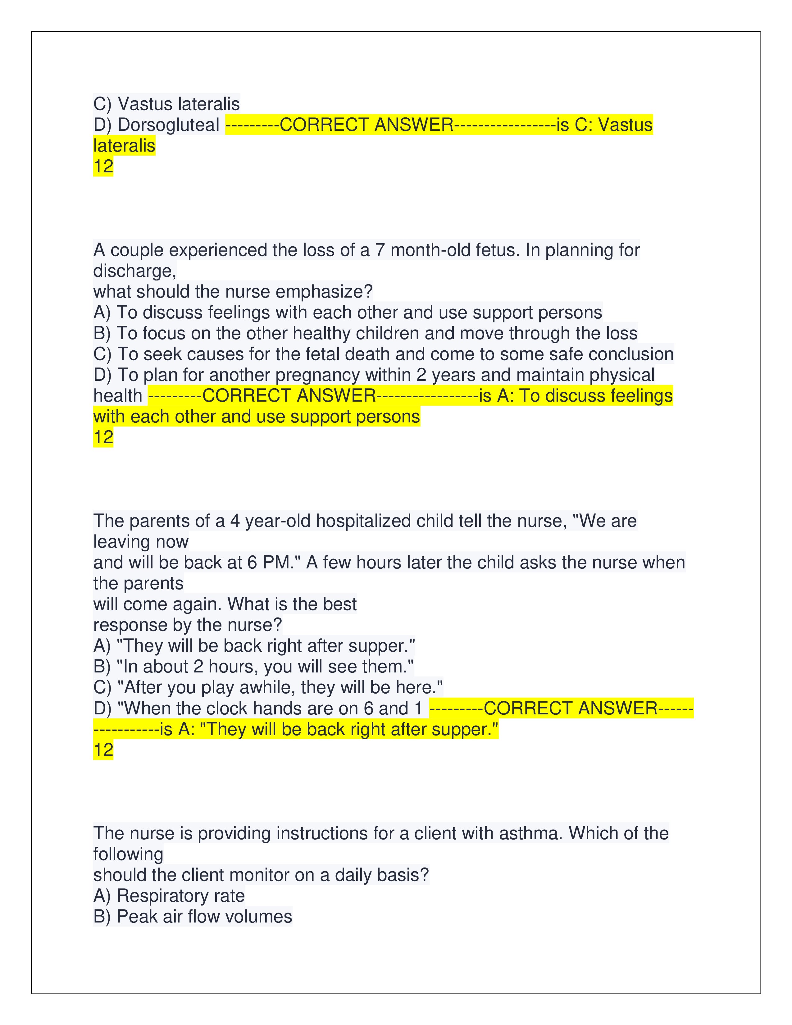 Preview page 2 of HESI EXIT EXAM (LATEST EXAM 2025) | QUESTIONS AND CORRECT ANSWERS | GRADED A+ | LATEST VERSION | VERIFIED ANSWERS