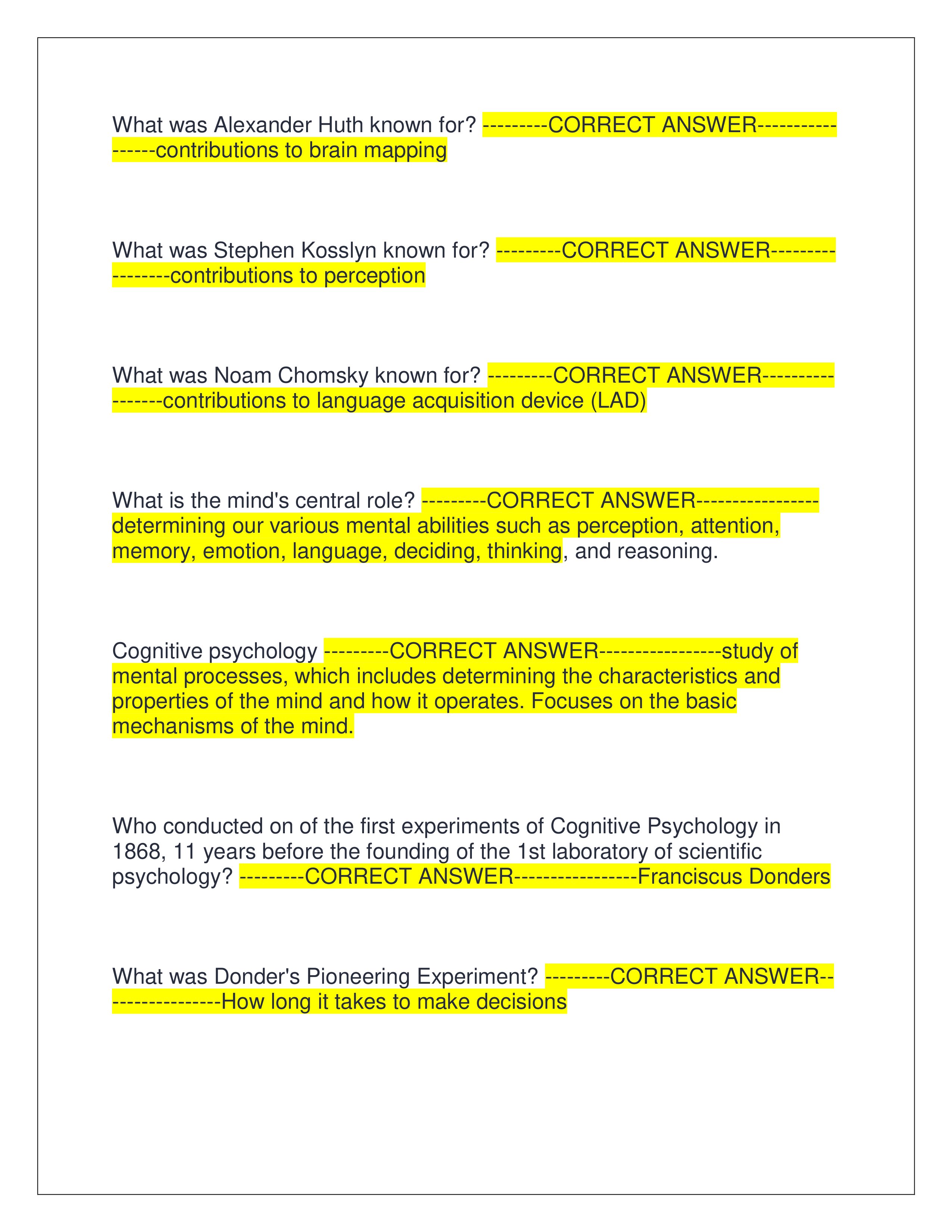 Preview page 2 of WGU D570 COGNITIVE PSYCHOLOGY EXAM | ALL QUESTIONS AND CORRECT ANSWERS | ALREADY GRADED A+ | VERIFIED ANSWERS | JUST REL
