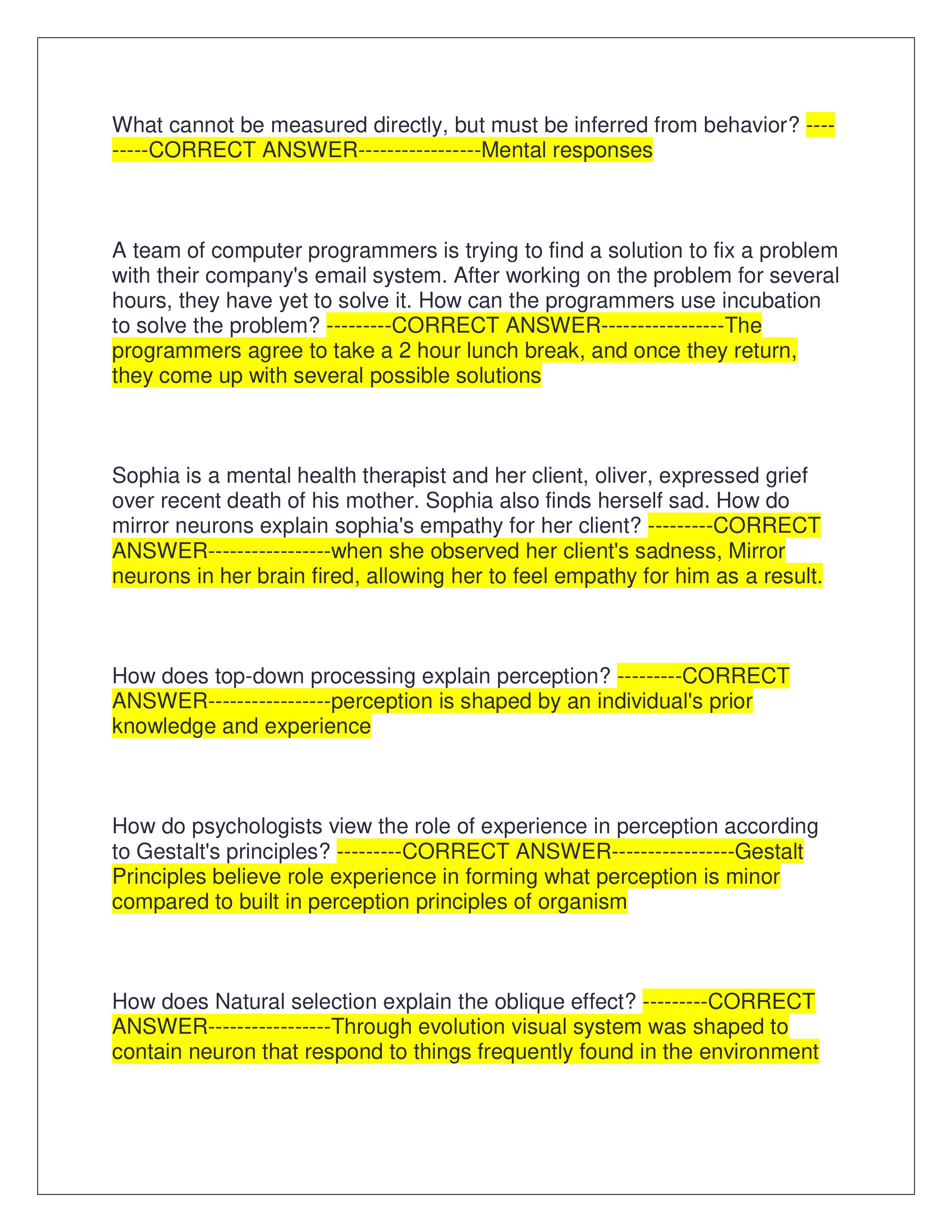 Preview page 3 of WGU D570 COGNITIVE PSYCHOLOGY EXAM | ALL QUESTIONS AND CORRECT ANSWERS | ALREADY GRADED A+ | VERIFIED ANSWERS | JUST REL